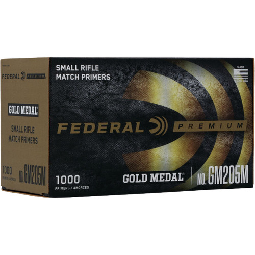 Federal GM205M Premium Gold Medal Rifle Primers Small 1000 count HAZ, Yellow