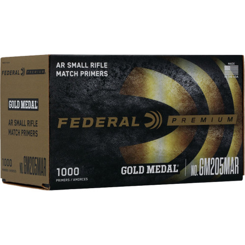 Federal GM205MAR Premium Gold Medal Rifle Primers Small AR Rifle 1000 count HAZ, Yellow
