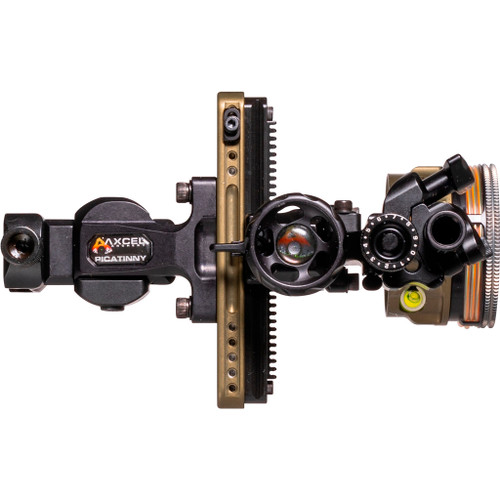 Axcel ALND-PR19-4TB LANDSLYDE Picatinny Slider Sight Tactical Bowhunting AVX-41 Ranger, Double Pin, .019, Green/Red Fiber, Black