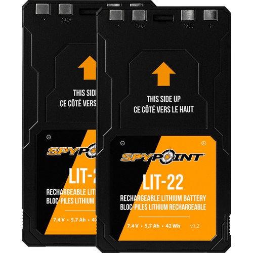 SpyPoint 05538 LIT 22 Rechargeable Lithium Battery Pack, Black, Twin Pack