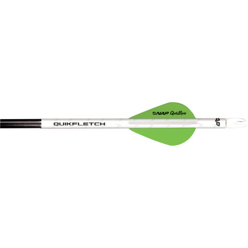 New Archery Products NAP-60-635 Quikfletch with Quikspin Vanes, White/Green, 6 Pack
