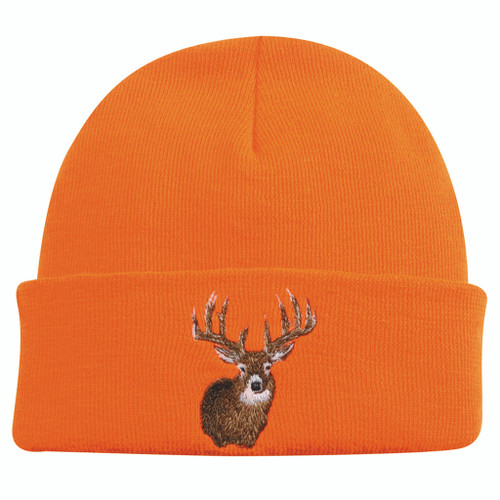 Outdoor Cap KW03DH Knit Watch Cap with Deer, Blaze Orange