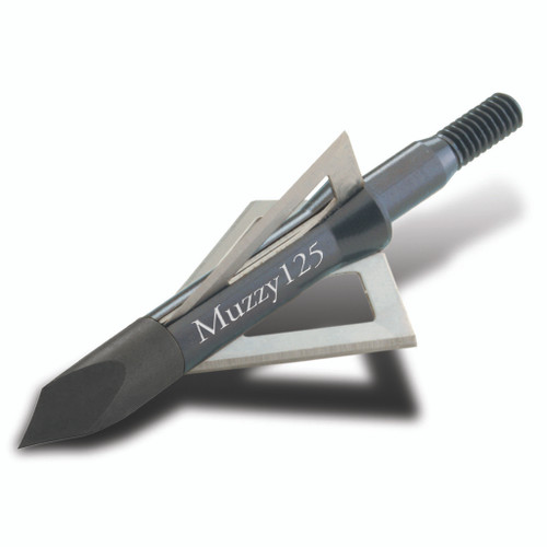 Muzzy 235 Screw-in Broadheads, 3 Blade, 125 Grain, Black, 6 Pack