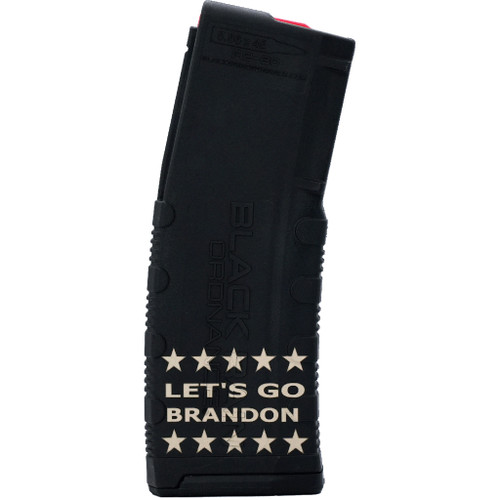 Black Rain Ordnance BRO-MAG30-LGB-STARS Lasered AR15 Magazine LGB Line of Stars, Black, 30 Round