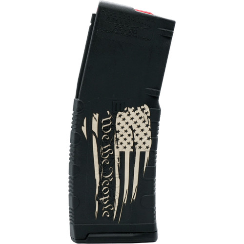 Black Rain Ordnance Lasered AR15 Magazine, We The People Tattered Flag, Black 30 Round