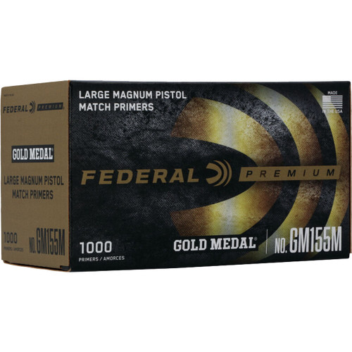 Federal GM155M Premium Gold Medal Pistol Primers Magnum 1000 count HAZ, Yellow