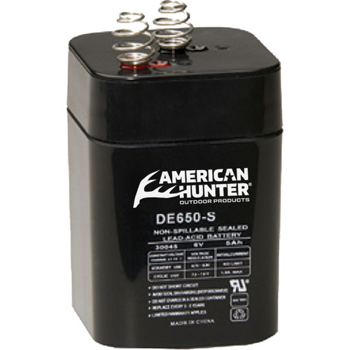 American Hunter DE-30045 Rechargeable Battery 6V Spring Top, Black