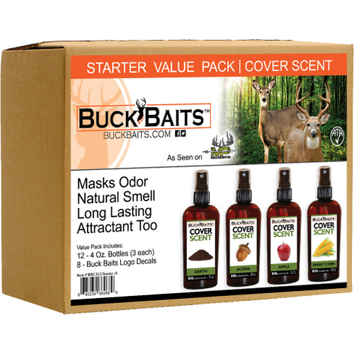 Buck Baits BBCS12STARTER-A Cover Scent Starter Kit Earth/Acorn/Apple/Corn 3 oz ea., Brown