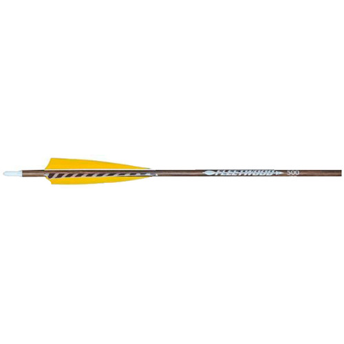 Fleetwood 6860-500 Natural Grain, Carbon Arrows 500 Feathers , Wood, 6 Pack
