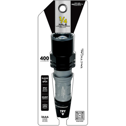Police Security Flashlights 97818 Long Throw Flashlight, 1/4 mile beam, 400 Lumens, Black