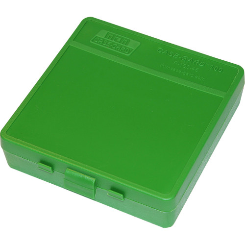 MTM P-100-45-10 Handgun Ammunition Box for .45 ACP, 40 S&W and 10mm, Green, 100 Round