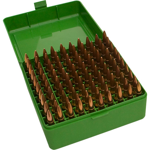 MTM RM-100-10 Case-Gard 100 Series Ammunition Box for Medium Rifle, Green, 100 Round