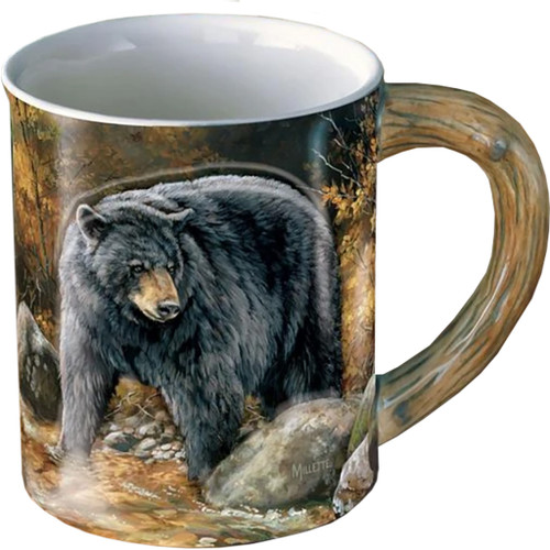 Wild Wings 8955712275 Sculpted Mug, Autumn Streamside Bear, Black, 1 Pack
