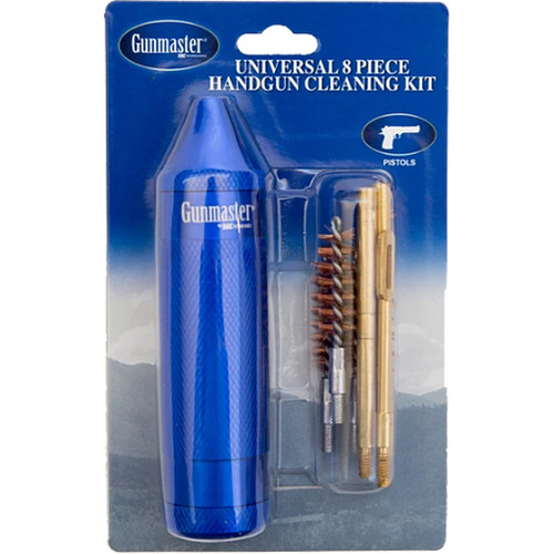 Gunmaster 38290 Compact Universal Pistol Cleaning Kit .22-.45 Caliber, Aluminum Handle Black, 8 Pack