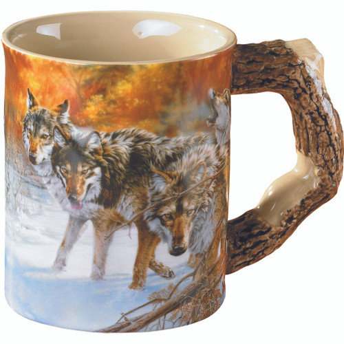 Wild Wings 8955712071 Sculpted Mug Body Language Wolves, 16 Ounce