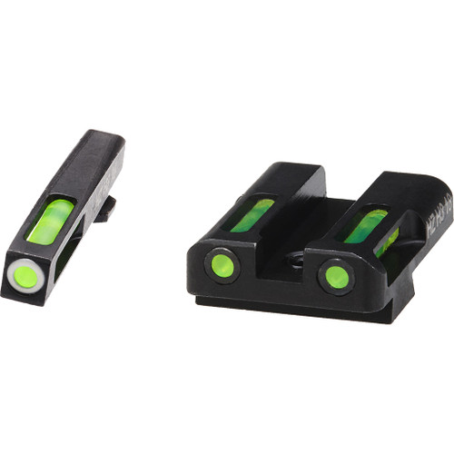 Hiviz GLN325 LiteWave H3 Handgun Sight Glock 9mm/40S&W Green Litepipes White Front Ring, White