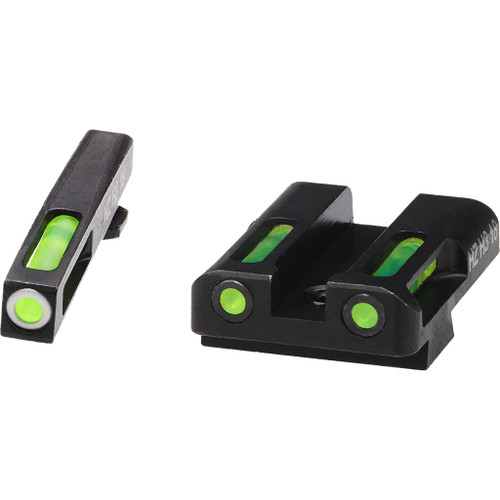 Hiviz GLN329 LiteWave H3 Handgun Sight Glock 45/10mm Green Litepipes White Front Ring, White