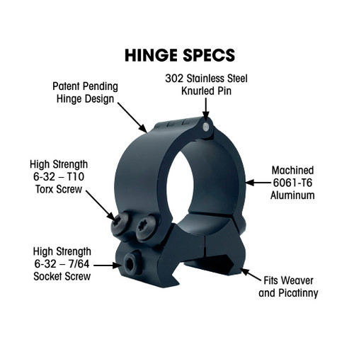 VersaRing S1 Universal Scope Rings 1 Inches, Hinge, Black