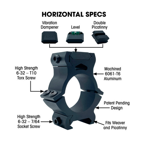 VersaRing H30 Universal Scope Rings 30mm, Horizontal, Black