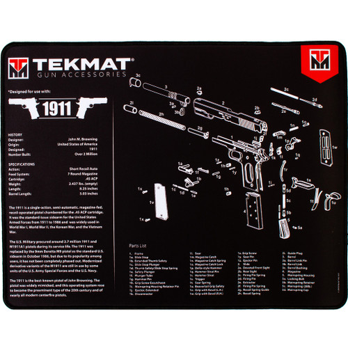 Tekmat TEK-R20-1911 Ultra 20 Pistol Cleaning Mat, 1911 Gun, Black