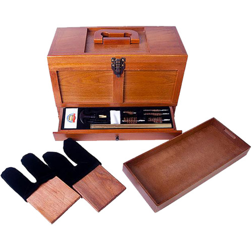 Gunmaster TBX736-1 Universal Cleaning Kit, Wooden Toolbox, Blue, 17 Piece