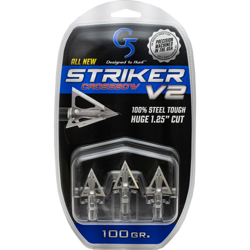 G5 Outdoors 6132 Striker V2 Crossbow Broadheads 100 Grain, Silver, 3 Pack