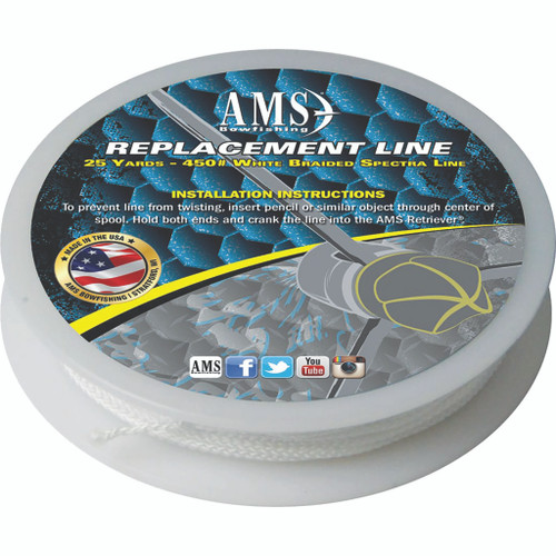 AMS L27-25 Spectra Braided Line, 25 Yards, 450 lbs Strength, White