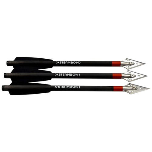 Steambow 640 Light Broadhead Arrows, 35-90 lbs, Black, 3 Pack