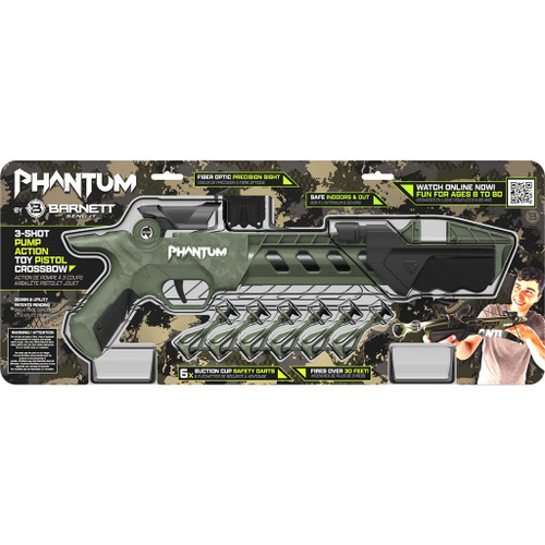 Barnett BAR50024 Phantom Toy Compact Crossbow, 3+1 Shot, OD Green/Black