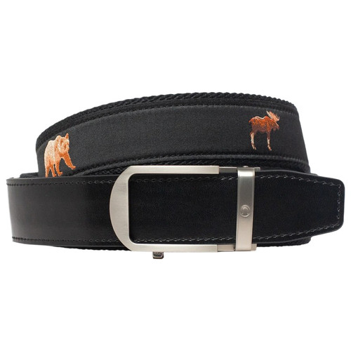 Nexbelt PCM5730 Grizzly & Moose Black Outdoor Ribbon Ratchet Belt 1.38" [35mm]