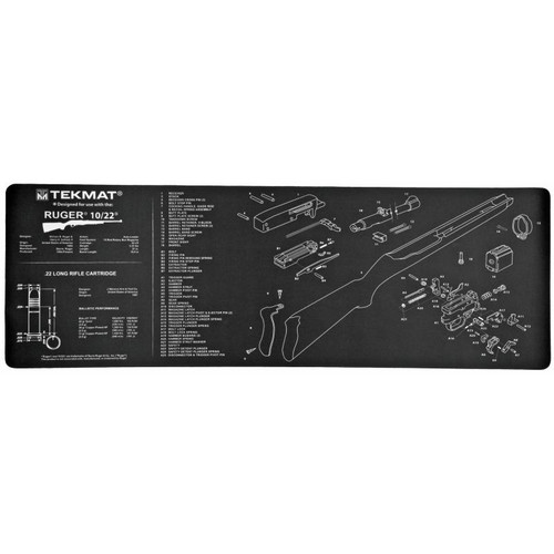 Tekmat Ruger 10/22 Rifle Mat - 12" x 36" Black Edition with Microfiber TekTowel