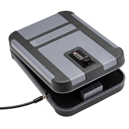 SnapSafe TrekLite X-Large Lock Box with TSA Combination Lock and Security Cable - Black and Gray