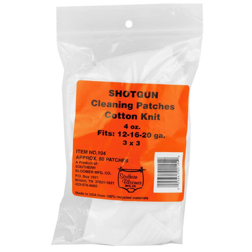 Southern Bloomer #104 Cleaning Patches, Shotgun 3X3 Inches Ribbed Cotton, 80 Count