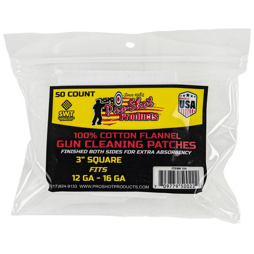 Pro-Shot Products 104 Cleaning Patch for 12-16 Gauge Shotguns, 50 Pack