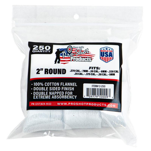 Pro-Shot Products 2-250 Patch for .270-.38 Caliber, 2 Inches, 250 Pack