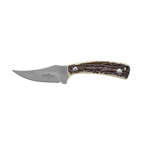 Camillus Western Crosstrail Fixed Blade Knife with Faux Stag Handle and Satin Finish