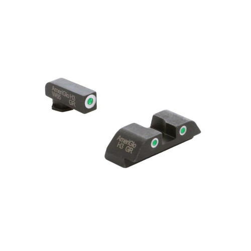 AmeriGlo GL-5113 Classic Sight Set, 3-Dot Night Sight for Glock Gen5 9/40, Matte Finish, Green/White Outline