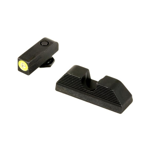 AmeriGlo GL-354 UC Sight for Glocks, Green Tritium, LimeGreen Lumi Outline Front, Black Serrated Round Notch Rear