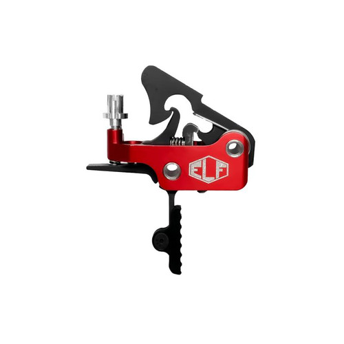 Elftmann Tactical Apex Adjustable Trigger for AR-15 - Large Pin, Straight Bow, Black Shoe, Anodized Finish in Red