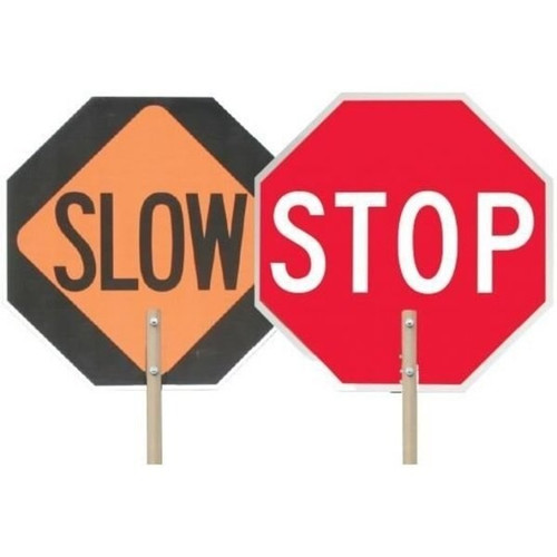Pro-Line Traffic Safety 18" Diamond Grade Reflective Stop Slow Paddle Sign w/ Handle