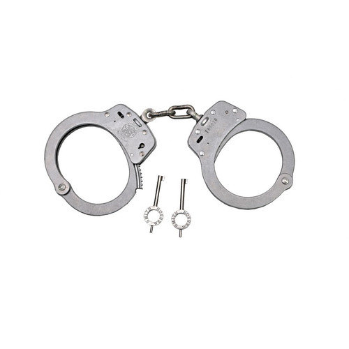 Smith & Wesson 350105 Model 103 Chain-Linked Slot Lock Handcuffs & Keys, Stainless Steel