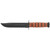 KA-BAR 1218 USMC KA-BAR Serrated Fixed Knife 11.88" Clip Point 1095 Cro-Van Blade, Brown Leather Handle