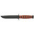 KA-BAR 1250 USMC Short KA-BAR Fixed Knife 9.25" Clip Point 1095 Cro-Van Blade, Brown Leather Handle