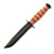 KA-BAR 1250 USMC Short KA-BAR Fixed Knife 9.25" Clip Point 1095 Cro-Van Blade, Brown Leather Handle