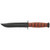 KA-BAR 1252 USMC Short KA-BAR Serrated Fixed Knife 9.25" Clip Point 1095 Cro-Van Blade, Brown Leather Handle