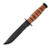 KA-BAR 1252 USMC Short KA-BAR Serrated Fixed Knife 9.25" Clip Point 1095 Cro-Van Blade, Brown Leather Handle