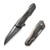 We Knife WE23012B-DS1 Falcaria Flipper Folding Knife 3.64" Damasteel Wharncliffe Plain Edge Blade, Polished Gray Titanium Handle