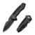 We Knife WE23019-1 Harpen Flipper Folding Knife 2.98" 20CV Modified Drop Point Plain Edge Blade, Black Titanium Handle