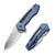 We Knife WE23019-2 Harpen Flipper Folding Knife 2.98" 20CV Modified Drop Point Plain Edge Blade, Blue Titanium Handle