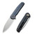 We Knife WE20052C-1 Shakan Flipper Folding Knife 2.97" 20CV Drop Point Plain Edge Blade, Black/Blue Titanium Handle